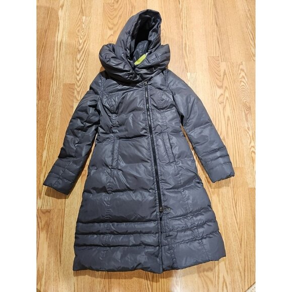 SOIA & KYO Grey Brushed Down Puffer Long Coat Jacket Sz XS EUC Quiet Luxury Warm - Picture 1 of 13